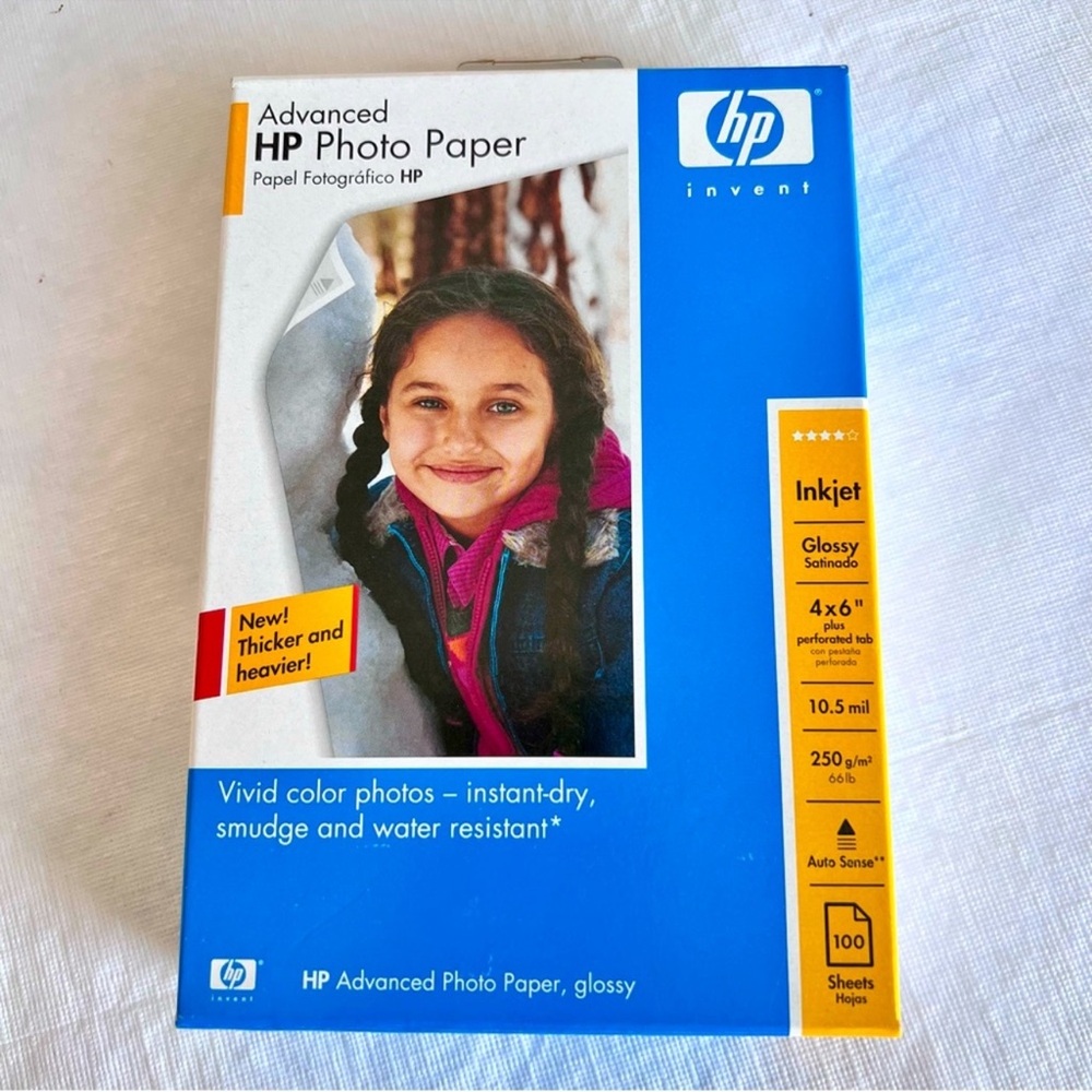 HP Advanced Photo Paper 4 x 6 inch Glossy Instant Dry 100 Sheets Inkjet NIB